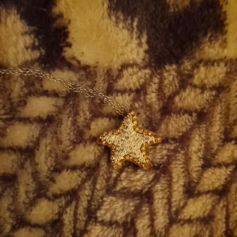 NWT SILVER RHINESTONE STARFISH NAUTICAL OCEAN SPARKLY NECKLACE - Picture 7 of 8